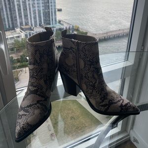 Snakeskin booties